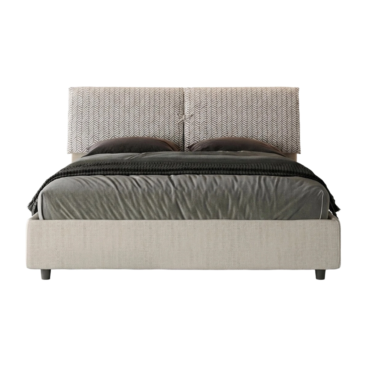 Double storage bed 160x190 in fabric Mados Giada — 1