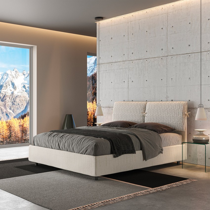 Double storage bed 160x190 in fabric Mados Giada — 2