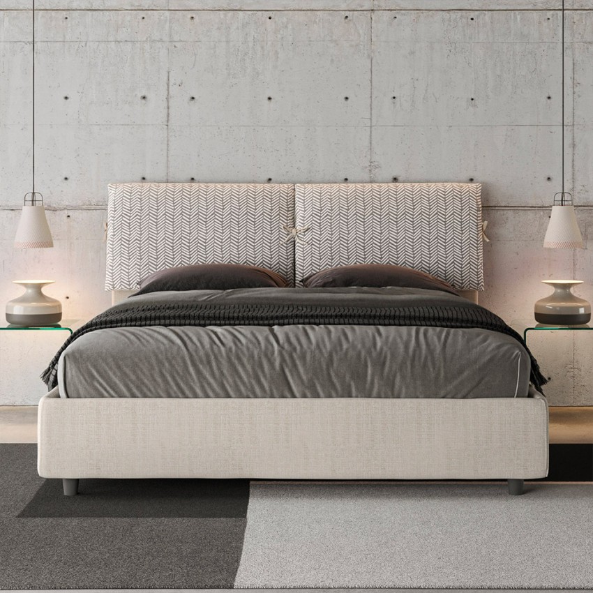 Double storage bed 160x190 in fabric Mados Giada — 3