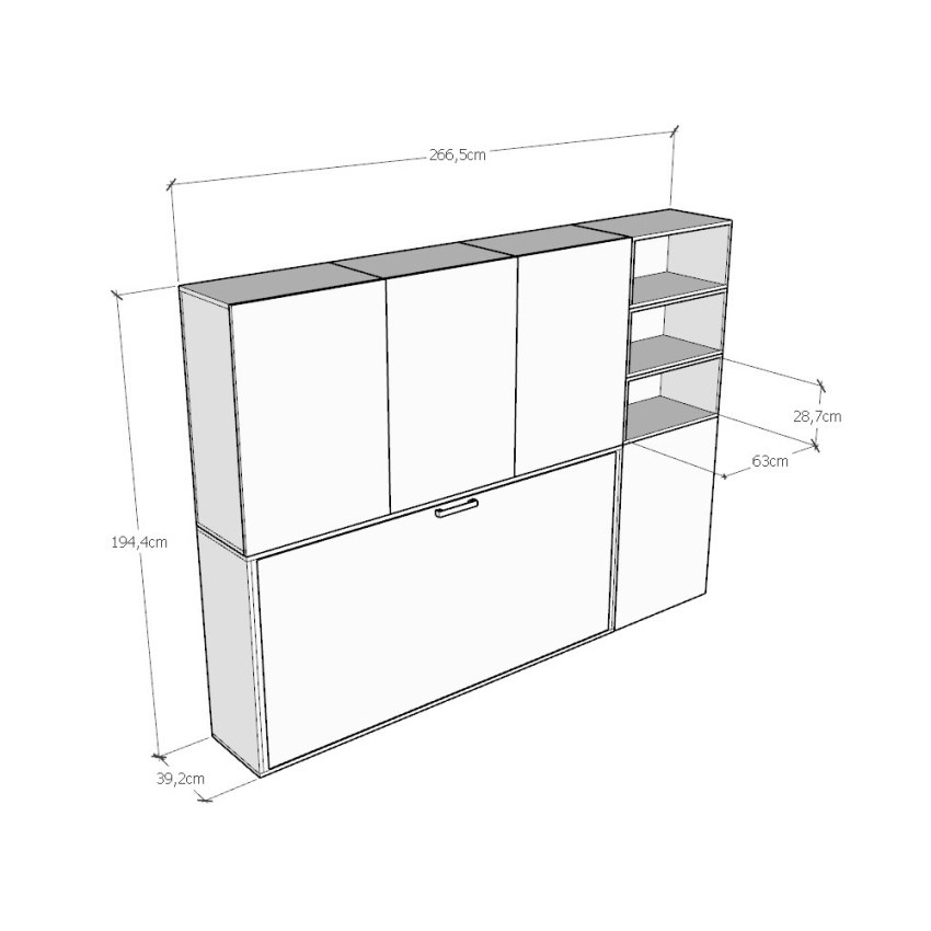 Kando F Horizontal Foldaway Single Wall Bed with Bookcase — 11