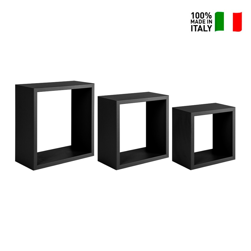 Set of 3 Modern Cube Wall Shelves Incubo Slim — 3