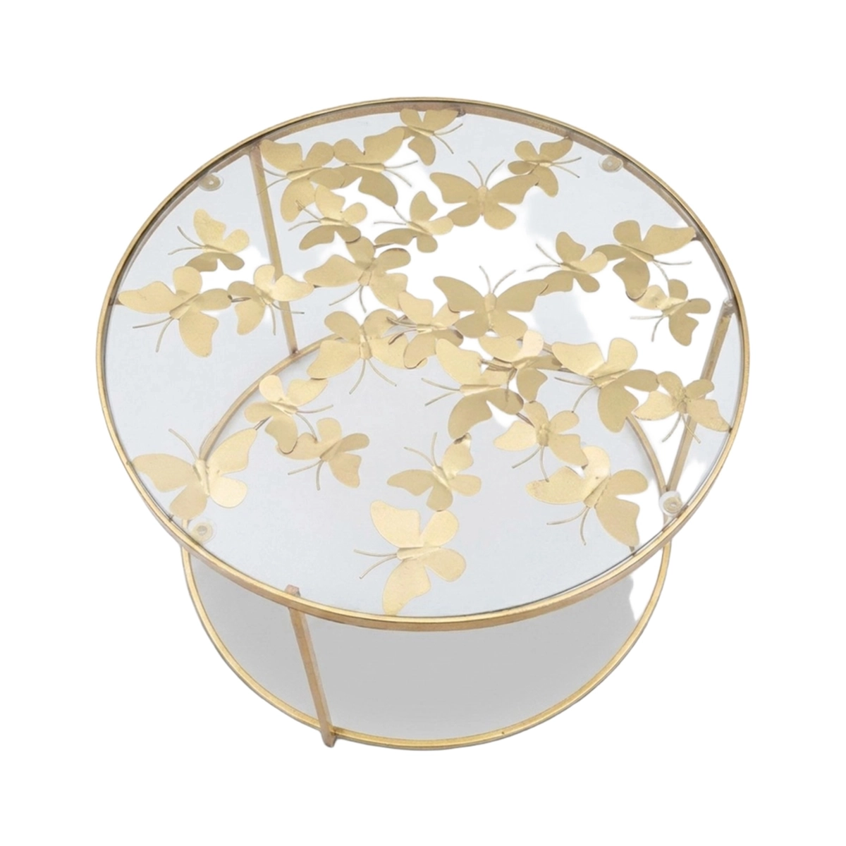 Butterflies Round Coffee Table in Metal and Vetro — 6