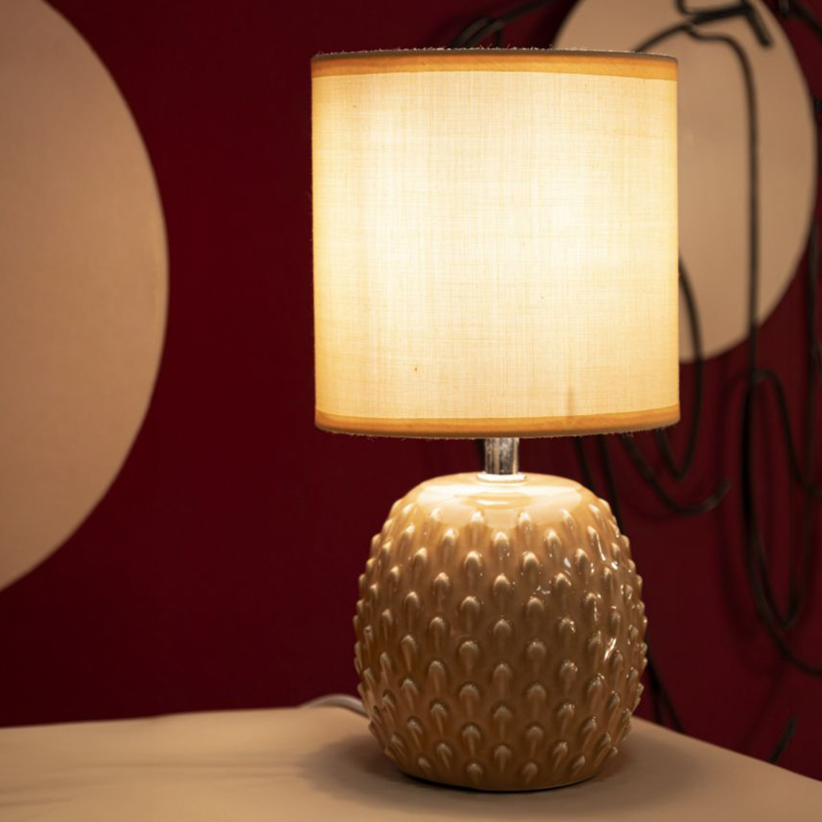 Pontus Bedside Table Lamp in Ceramica with Shade Mauro Ferretti — 2