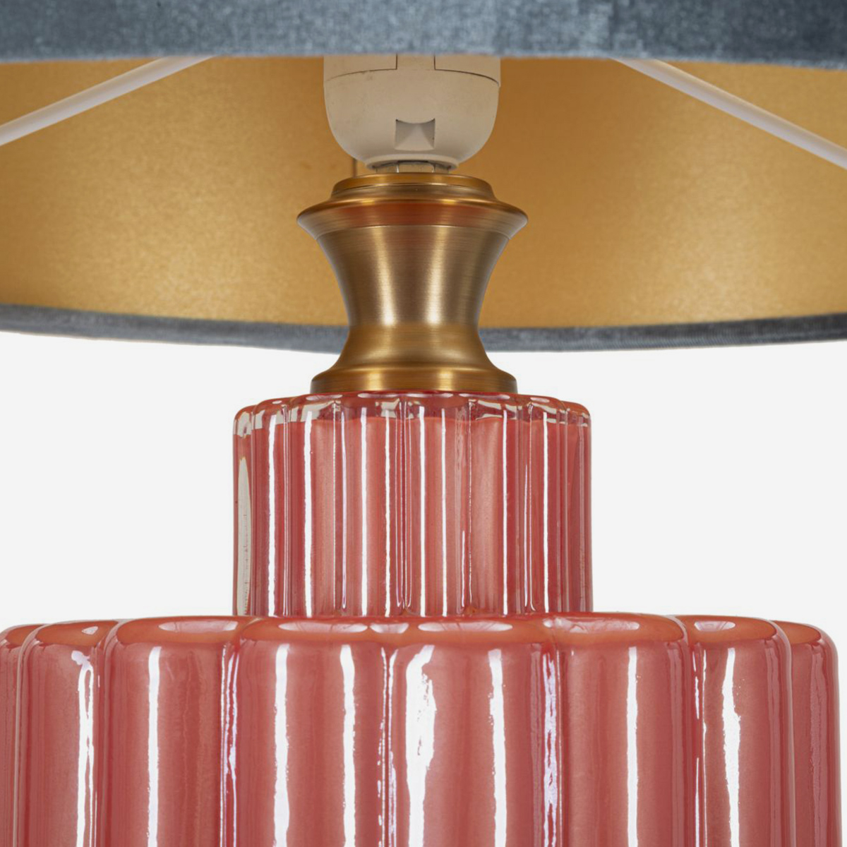 Helene Tower Glass and Fabric Table Lamp — 3