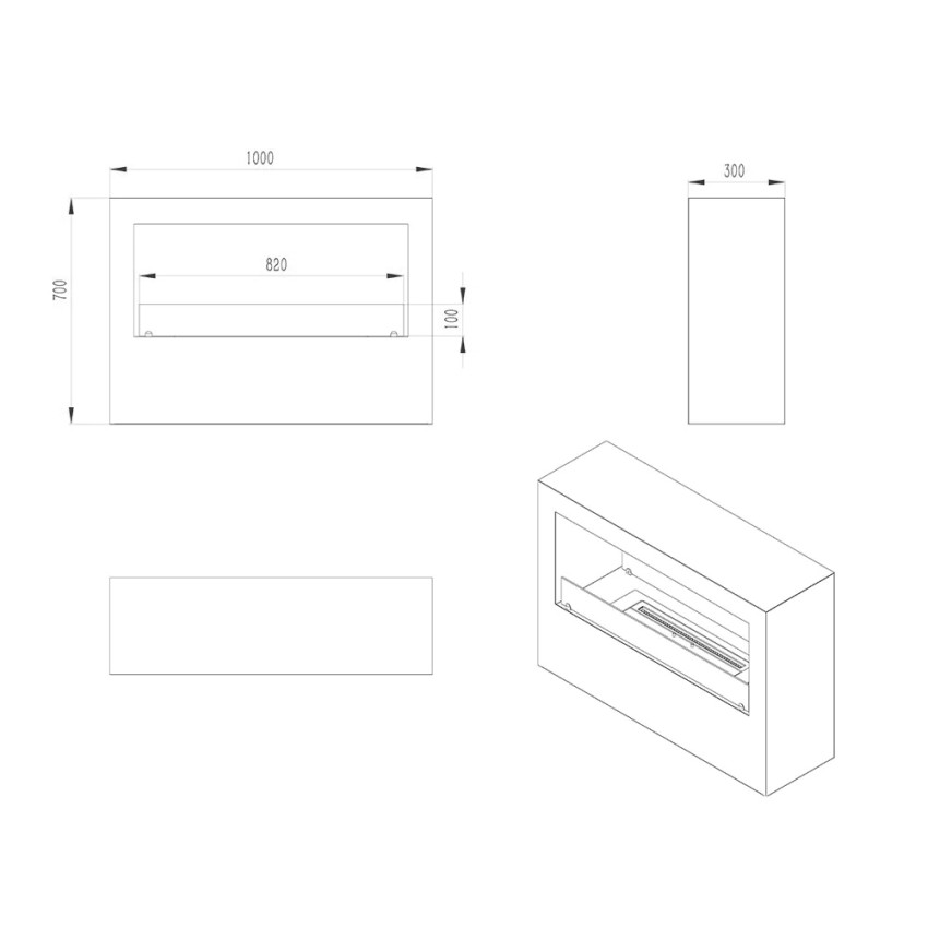 Modern Freestanding Bioethanol Fireplace 100x30x70cm Divina Fire Giotto S — 10