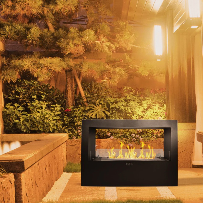 Modern Freestanding Bioethanol Fireplace 100x30x70cm Divina Fire Giotto S — 9
