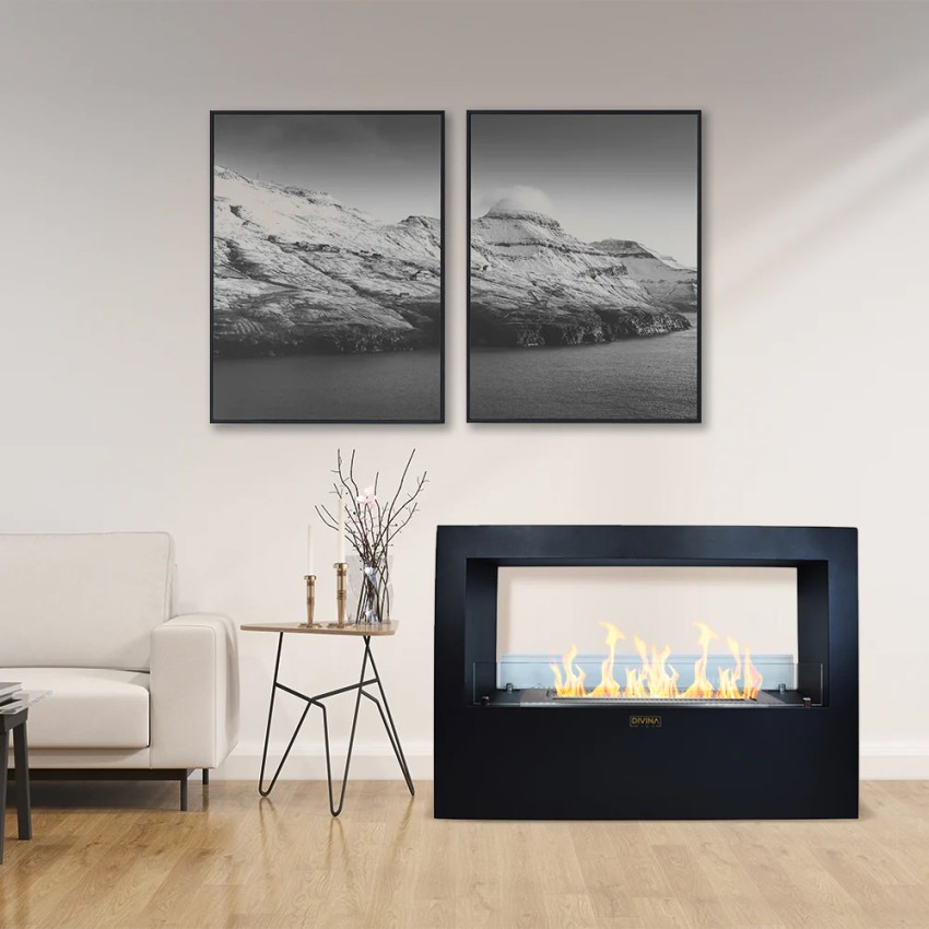 Modern Freestanding Bioethanol Fireplace 100x30x70cm Divina Fire Giotto S — 2