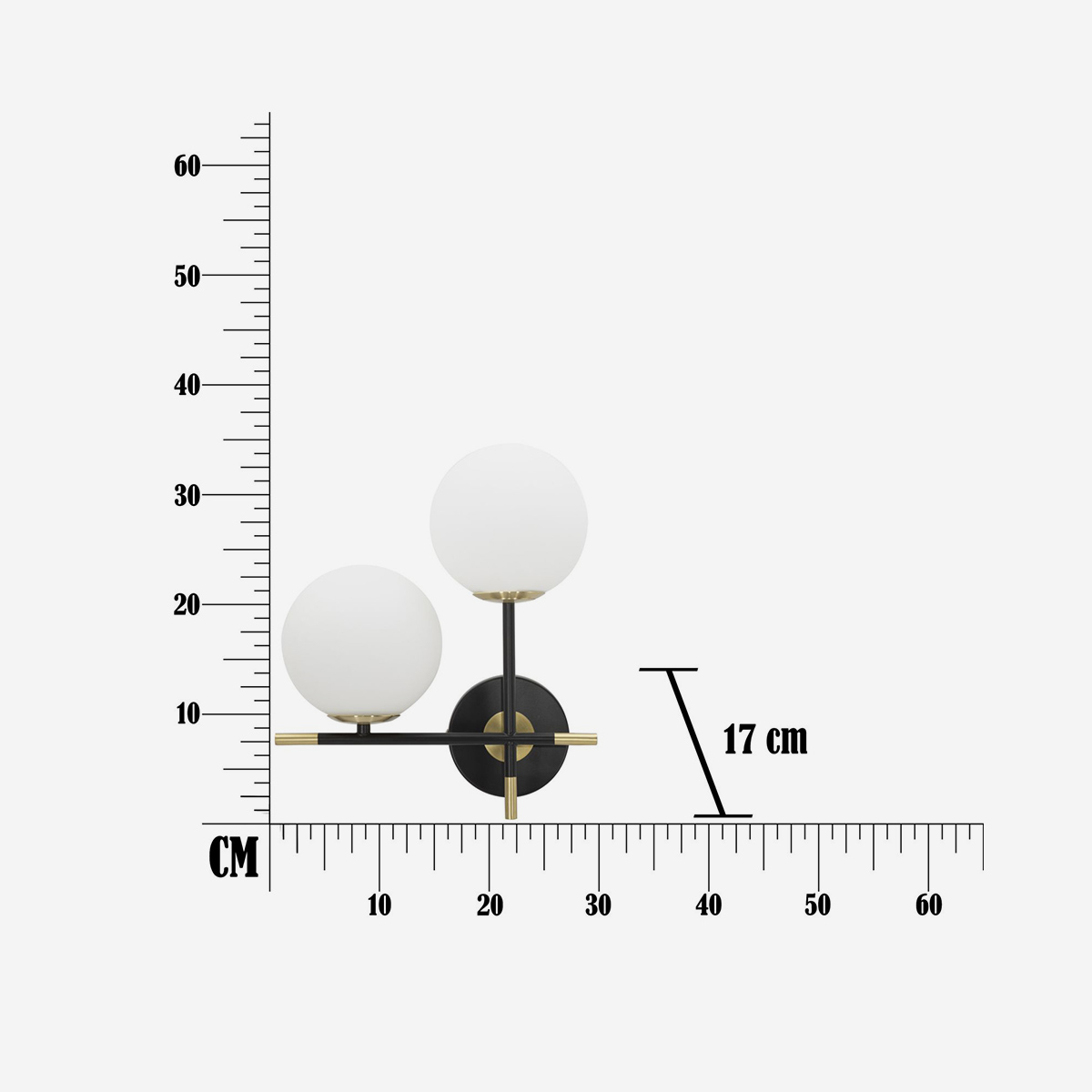 Darky Double 2-Light Wall Sconce in Metal and Vetro — 3