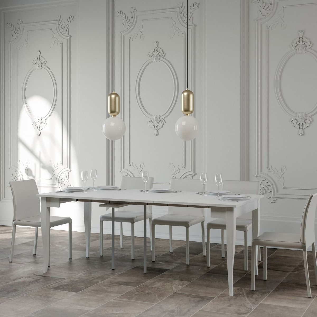 Sciabola Classic Extendable Console Table White Ash 14 Seater 90x48-308 — 2