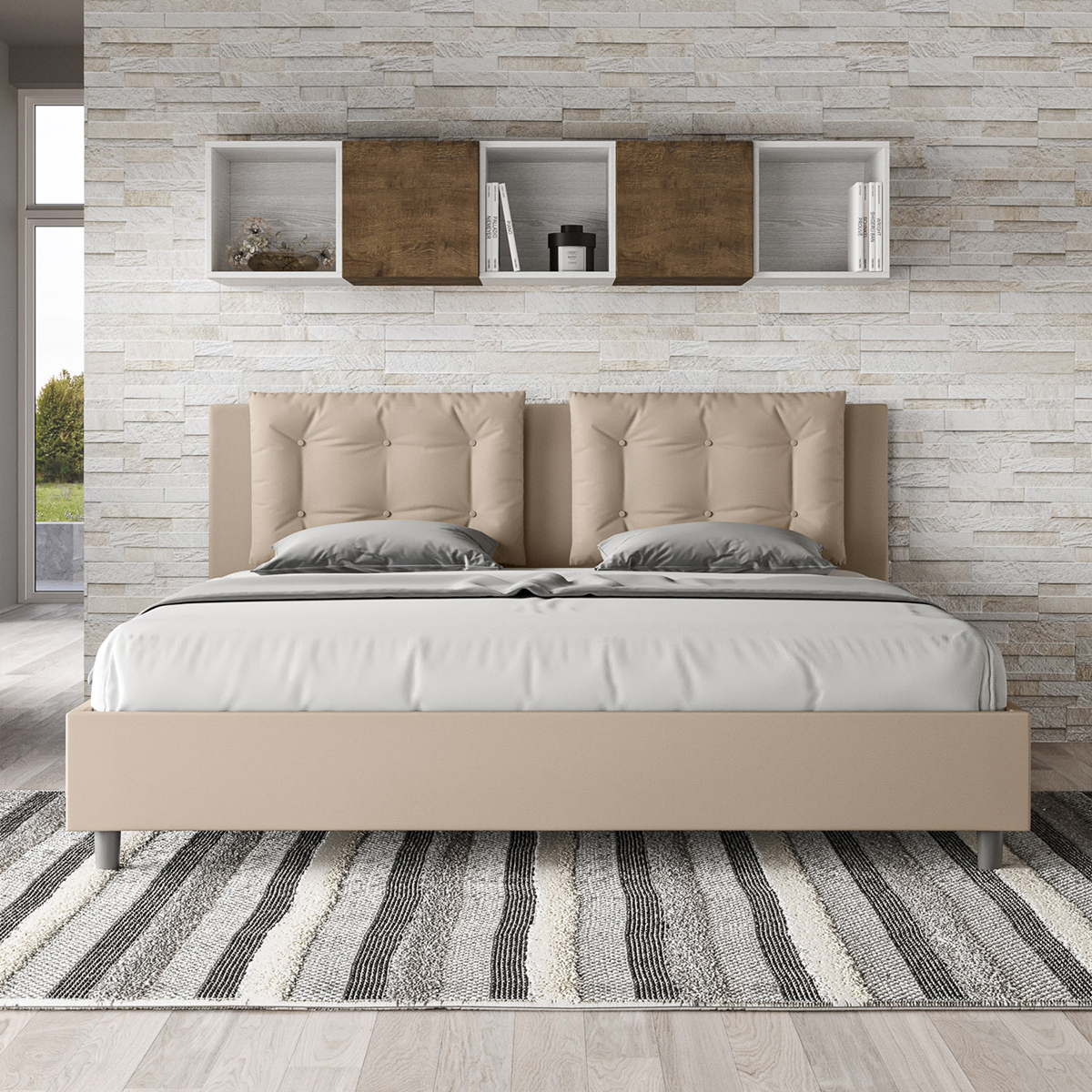 King Size Bed 180x200 with Storage Faux Leather Annalisa K Itamoby — 4