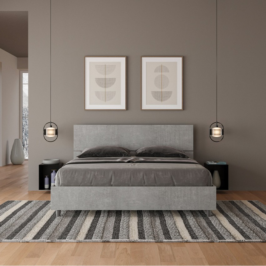 Double bed 160x190 cm concrete grey with slats Demas D Concrete — 3