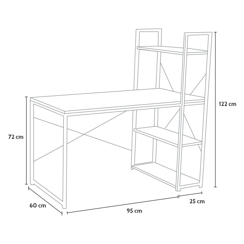 Scrivania Industriale Empire 120x60 Desk with Shelves Office24 — 5