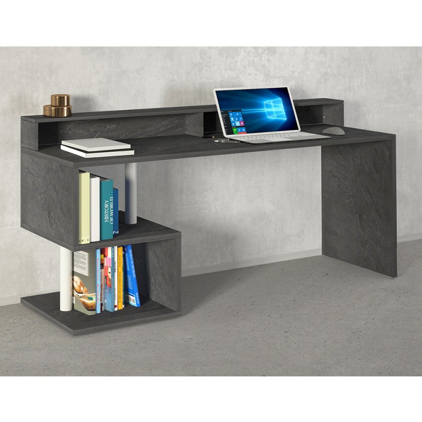 Modern Office Desk 180x60cm with Raised Shelf Esse 2 Plus — 6