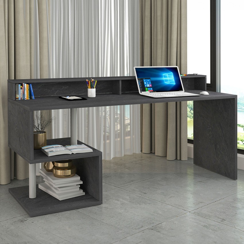 Modern Office Desk 180x60cm with Raised Shelf Esse 2 Plus — 8