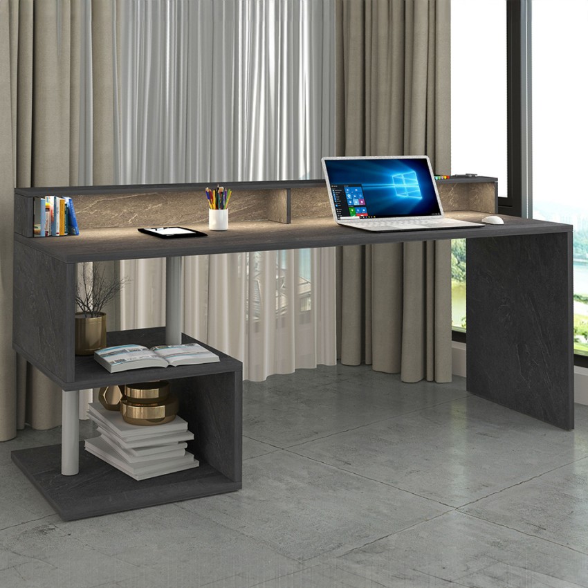 Modern Office Desk 180x60cm with Raised Shelf Esse 2 Plus — 2