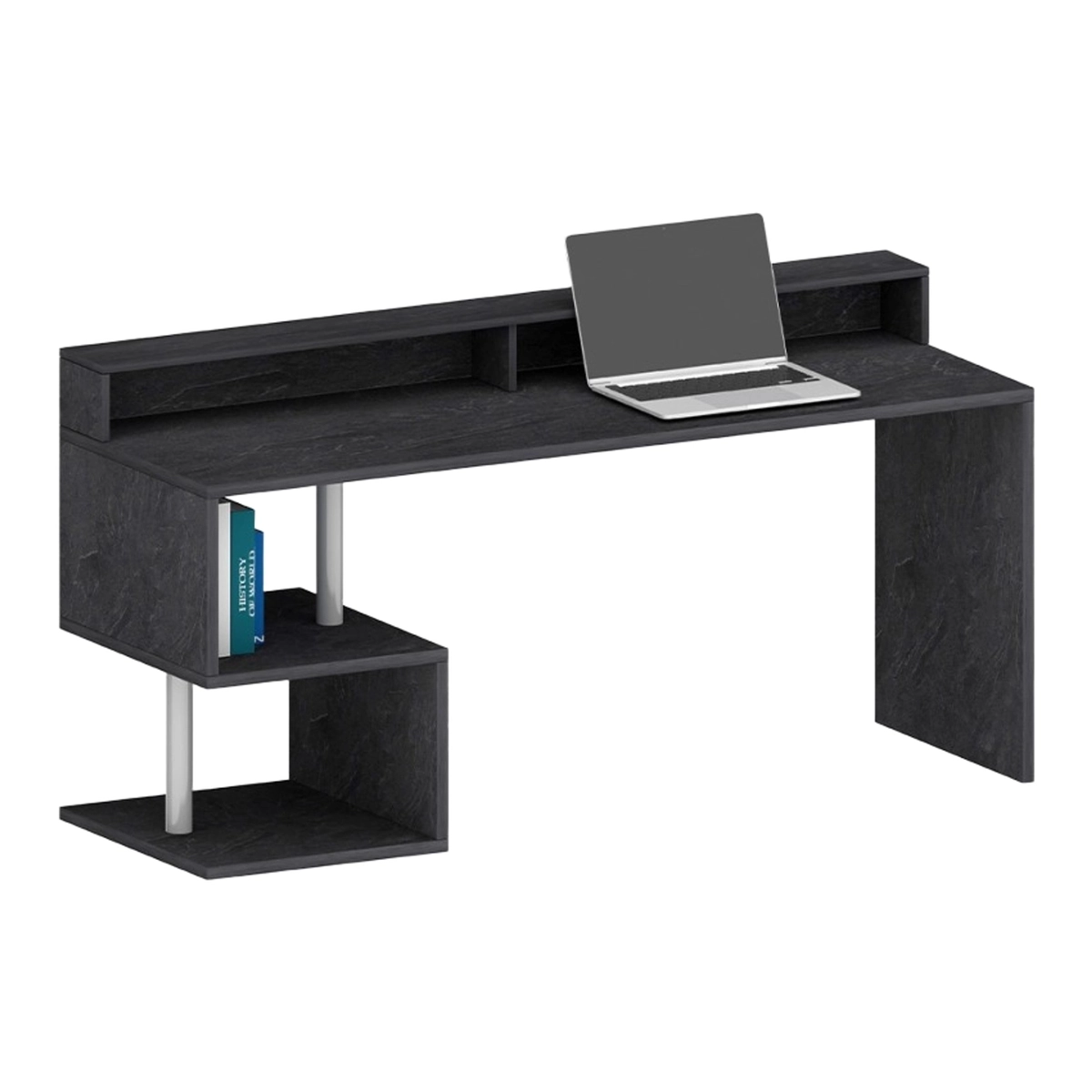 Modern Office Desk 180x60cm with Raised Shelf Esse 2 Plus — 3