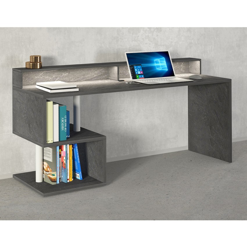 Modern Office Desk 180x60cm with Raised Shelf Esse 2 Plus — 7