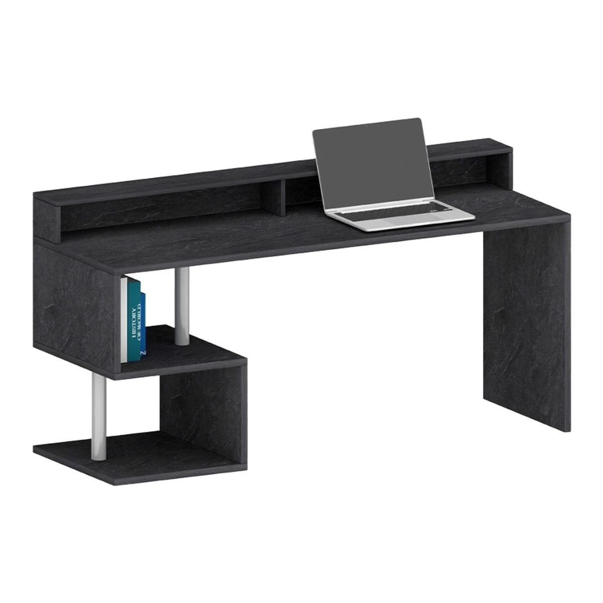 Modern Office Desk 180x60cm with Raised Shelf Esse 2 Plus — 4