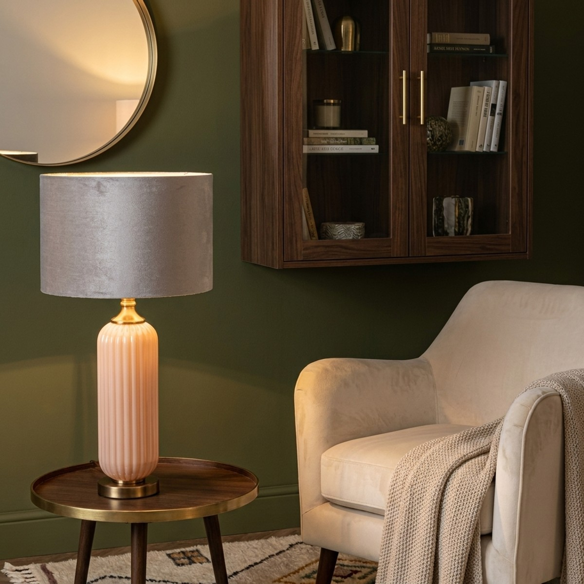 Perly C Glass and Fabric Table Lamp — 2