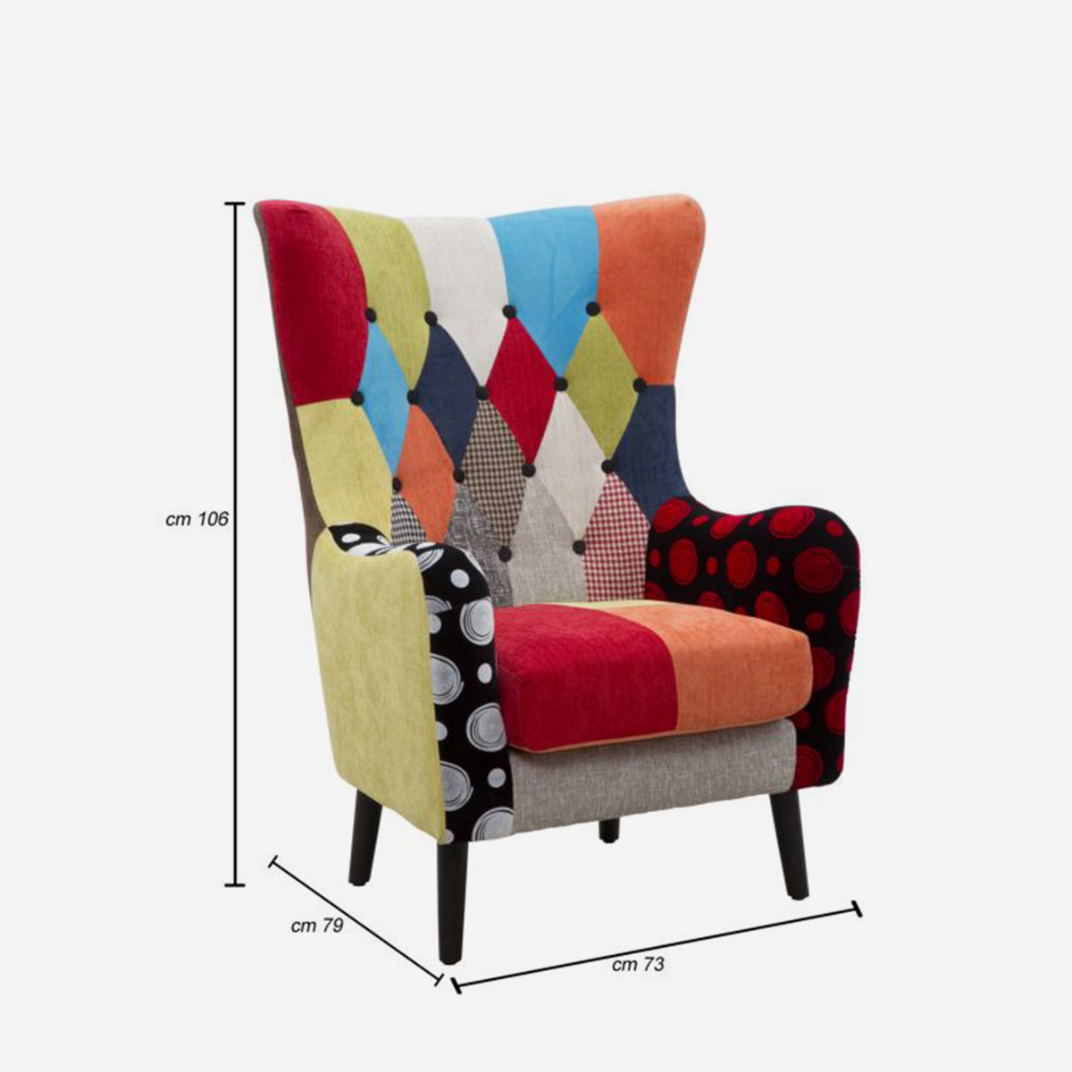 Imperial Patchwork Velvet Wingback Bergère Armchair — 5