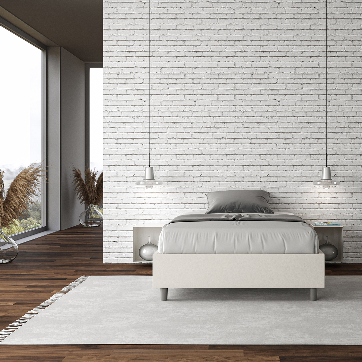 Small double storage sommier bed 120x190 Azelia P — 3