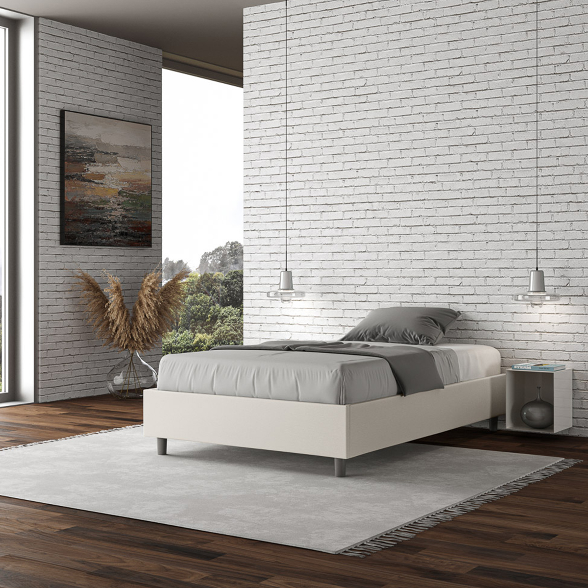 Small double storage sommier bed 120x190 Azelia P — 2