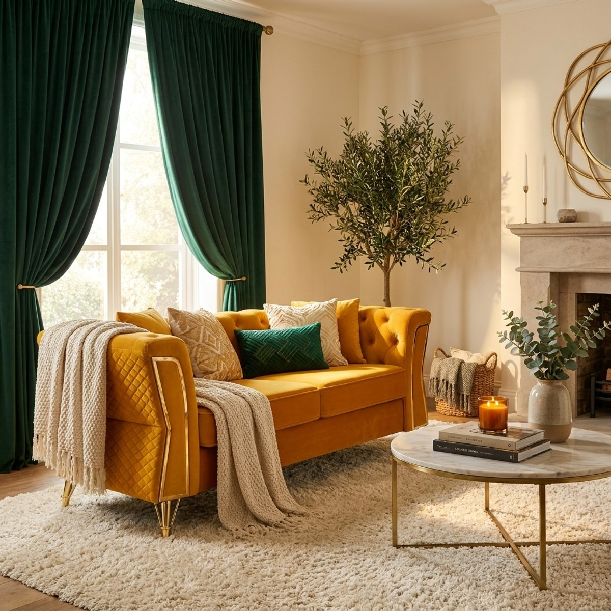 Emy 2-Seater Tufted Velvet Sofa with Cushions — 2