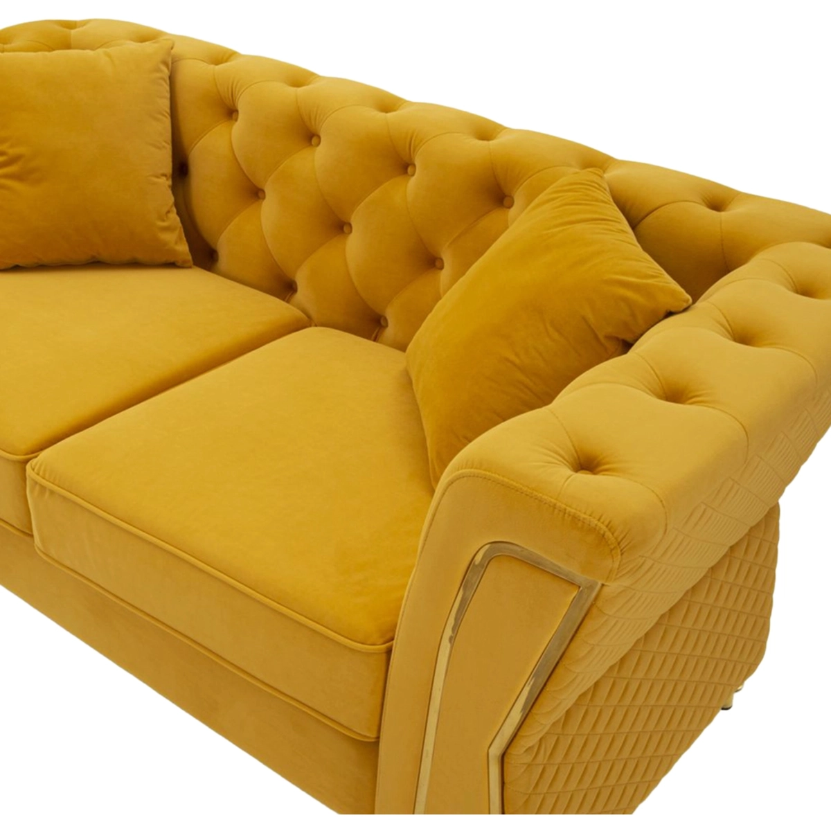 Emy 2-Seater Tufted Velvet Sofa with Cushions — 3