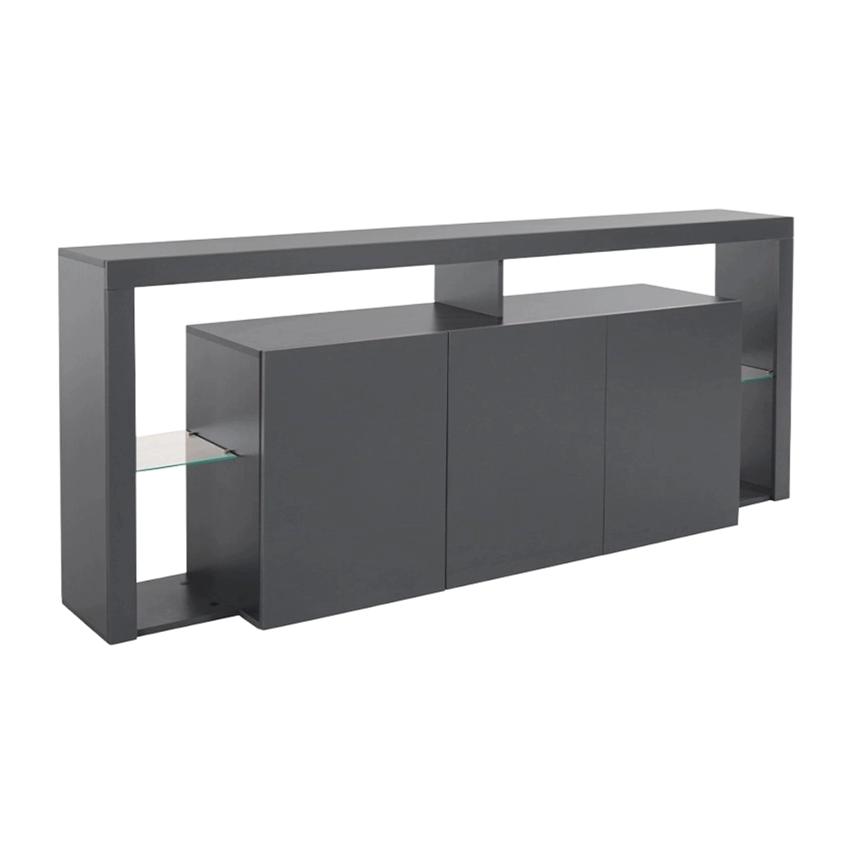 Modern 3-door sideboard 200x40x80cm glass shelves Pibrac Web Furniture — 3