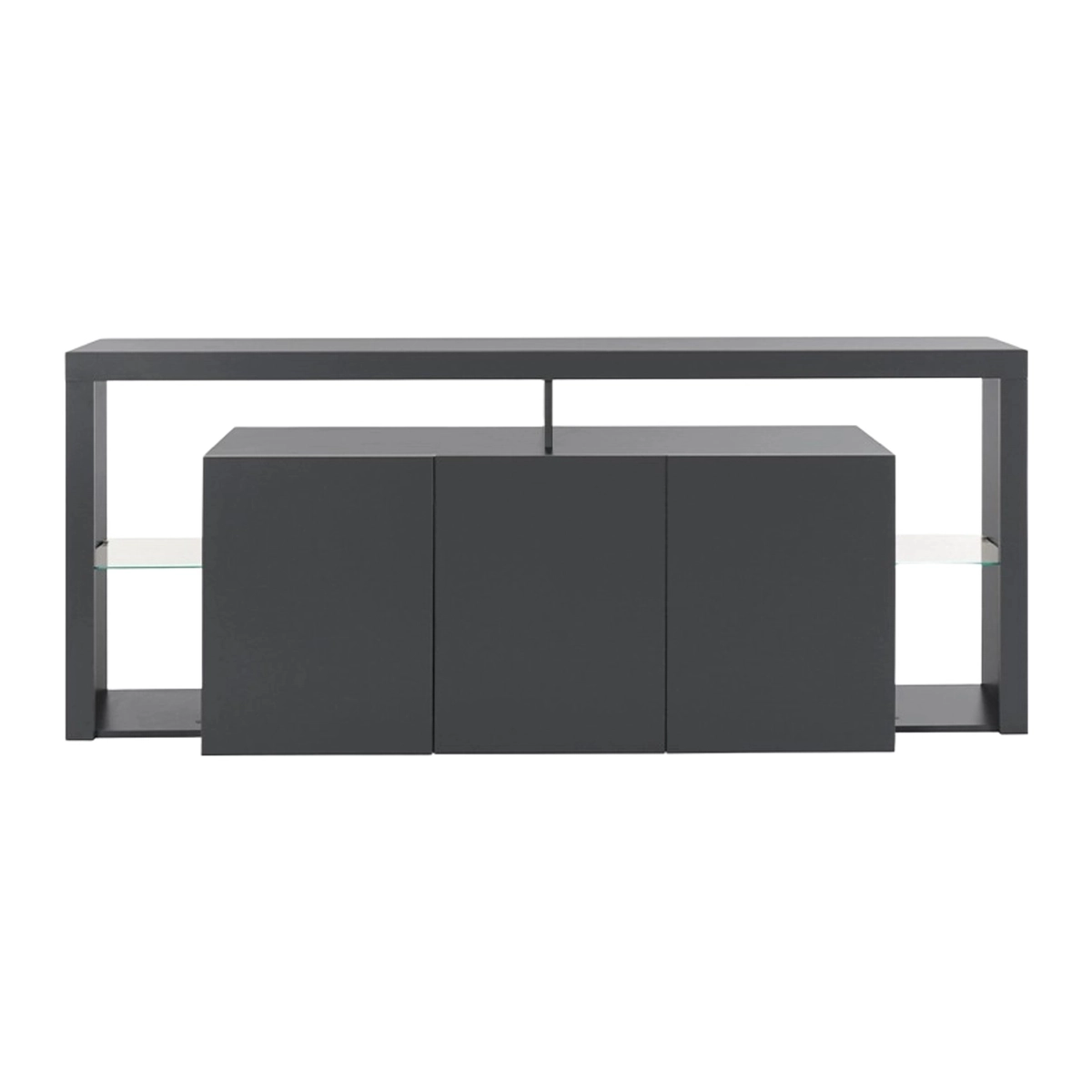 Modern 3-door sideboard 200x40x80cm glass shelves Pibrac Web Furniture — 5