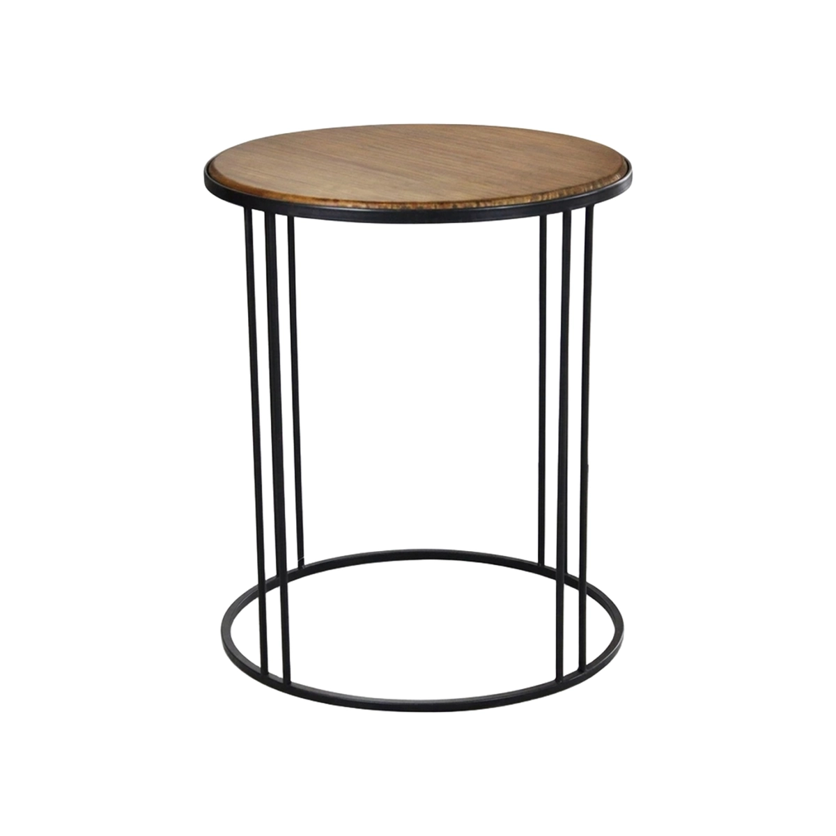 Arkell Round Coffee Table in Wood and Metal Industrial Design — 4
