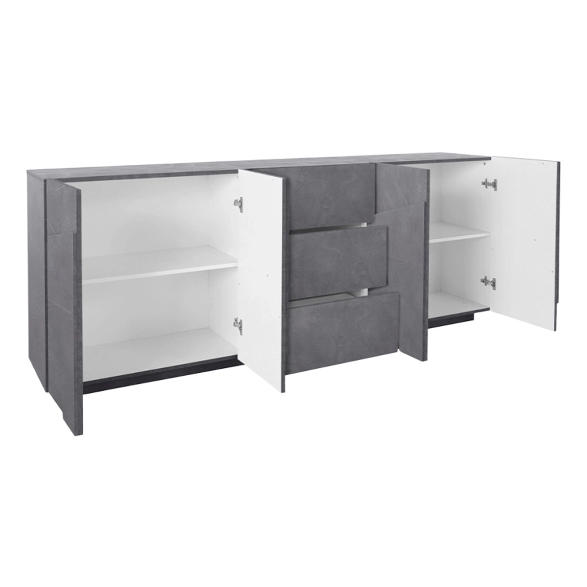 Ping Wide Slate Gray Living Room Sideboard, 4 Doors, 3 Drawers, 220cm, Modern Design — 4