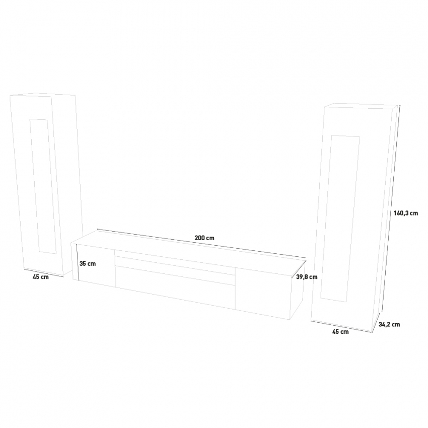 Glossy White Living Room Wall Unit with TV Stand and 2 Display Cabinets Daiquiri — 5