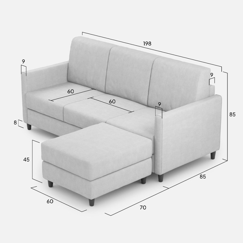 3-Seater Fabric Sofa with Matching Ottoman Karay 180 — 9
