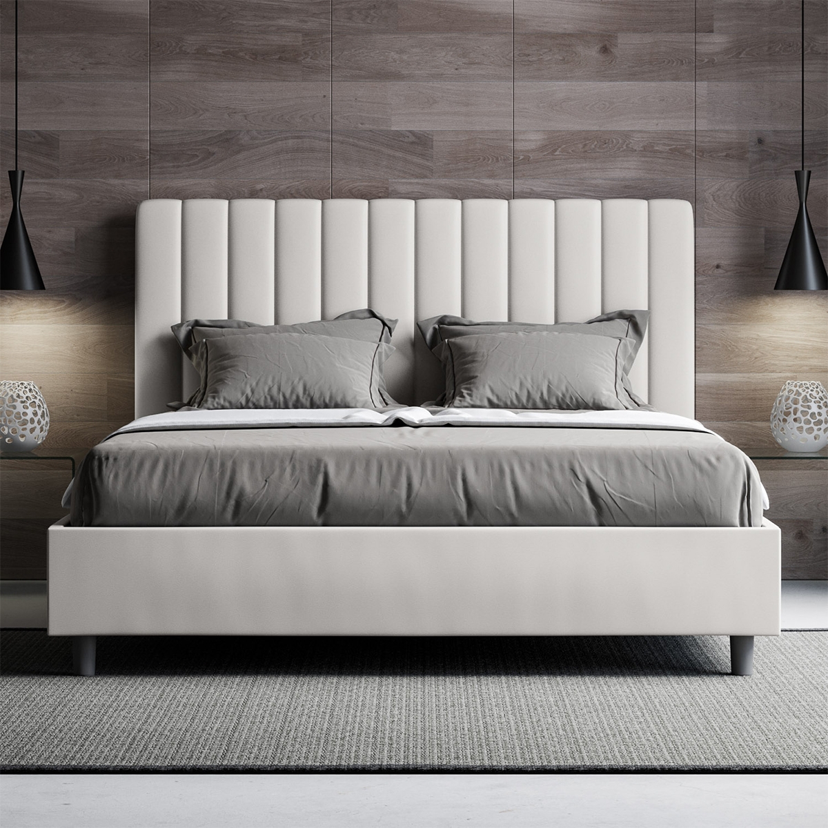 Agueda Double Upholstered Faux Leather Bed 160x190 — 4