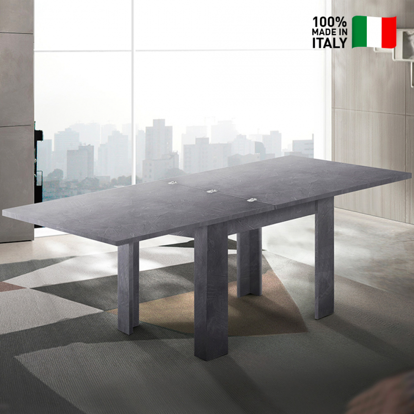 Modern design slate grey extendable 90-180x90cm table console Jesi Liber Ardesia — 3