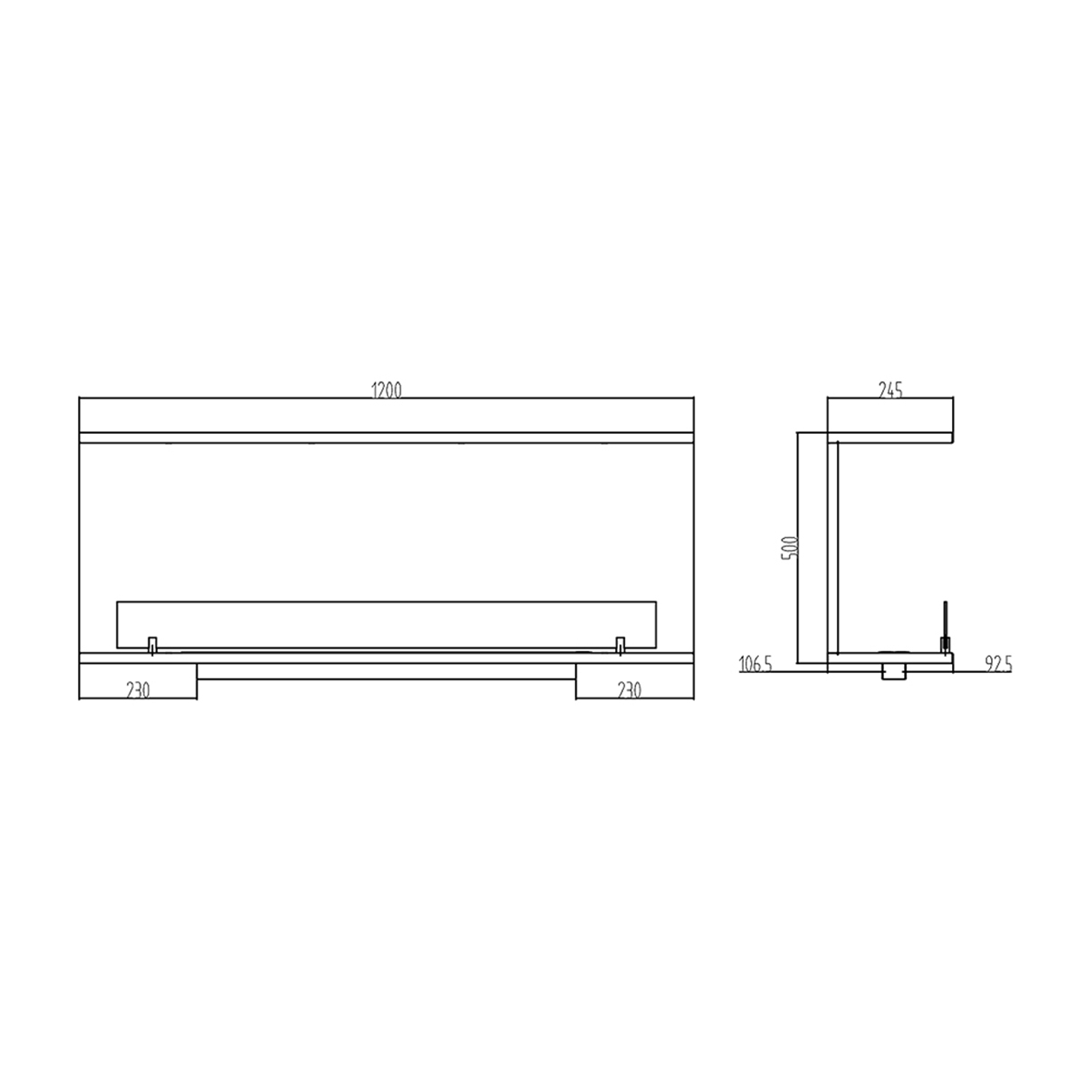 Divina Fire Trevi 90 3-Sided Built-in Bioethanol Fireplace 90x45 — 7