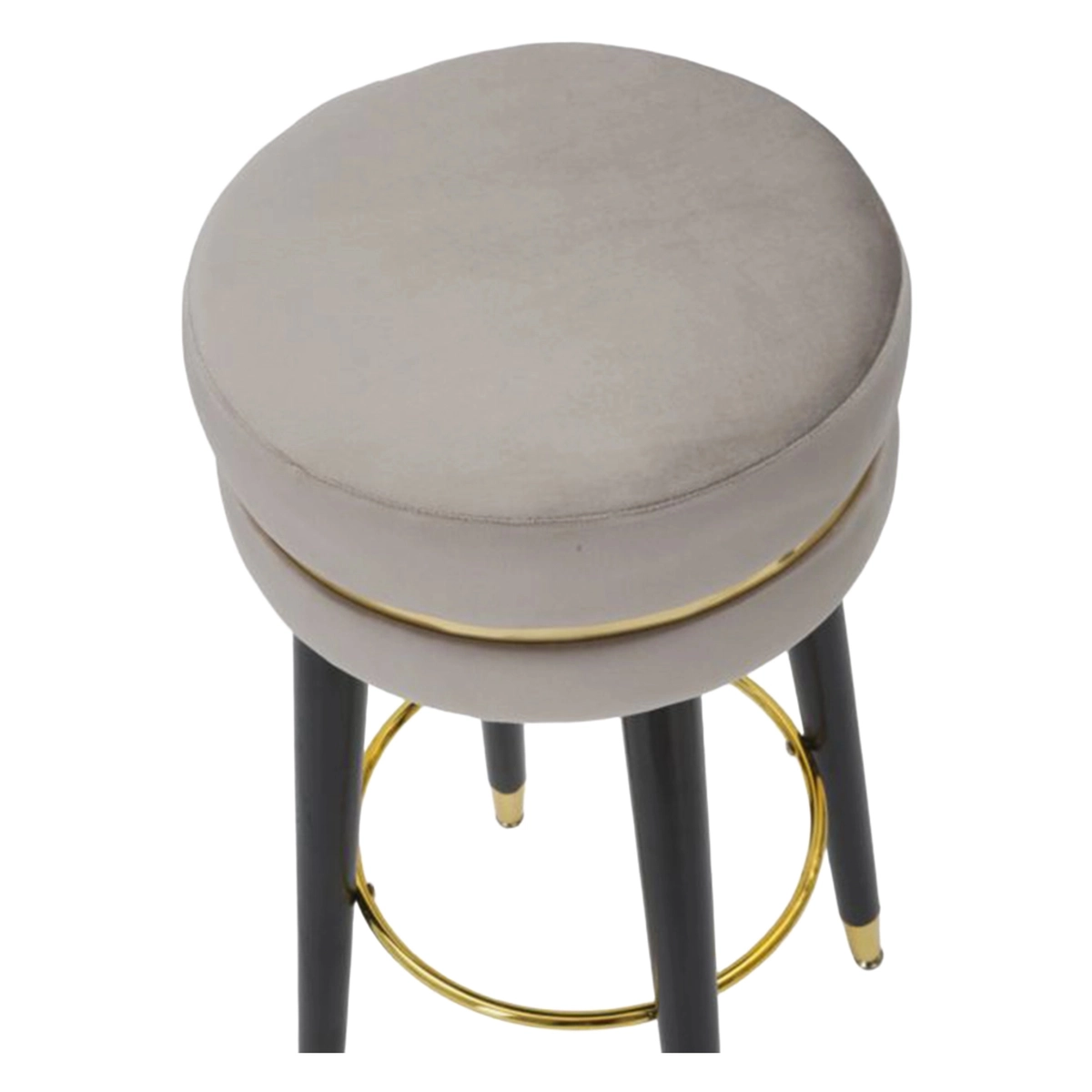 Round Velvet and Metal Upholstered Bar Stool Paris Gold — 3