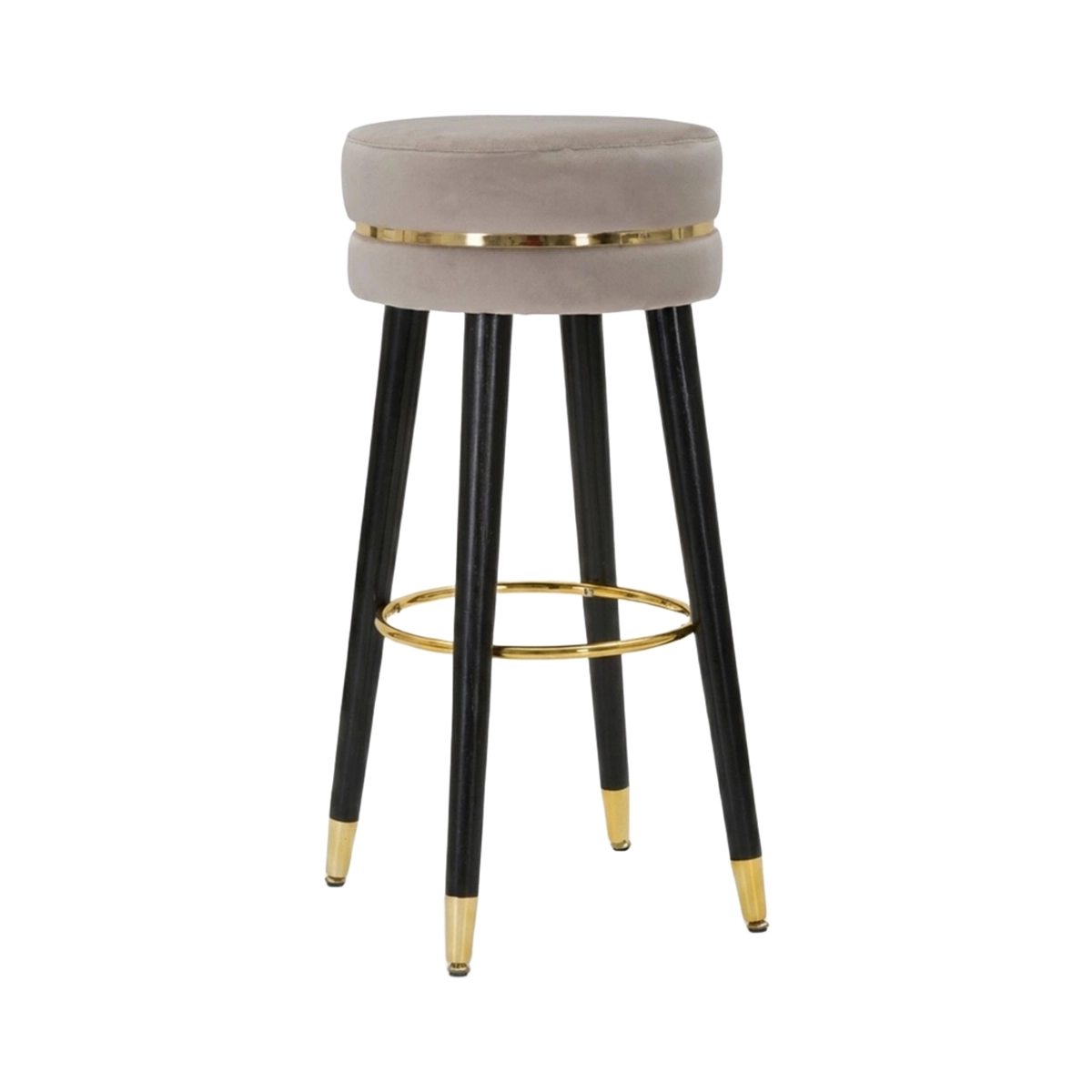 Round Velvet and Metal Upholstered Bar Stool Paris Gold — 1