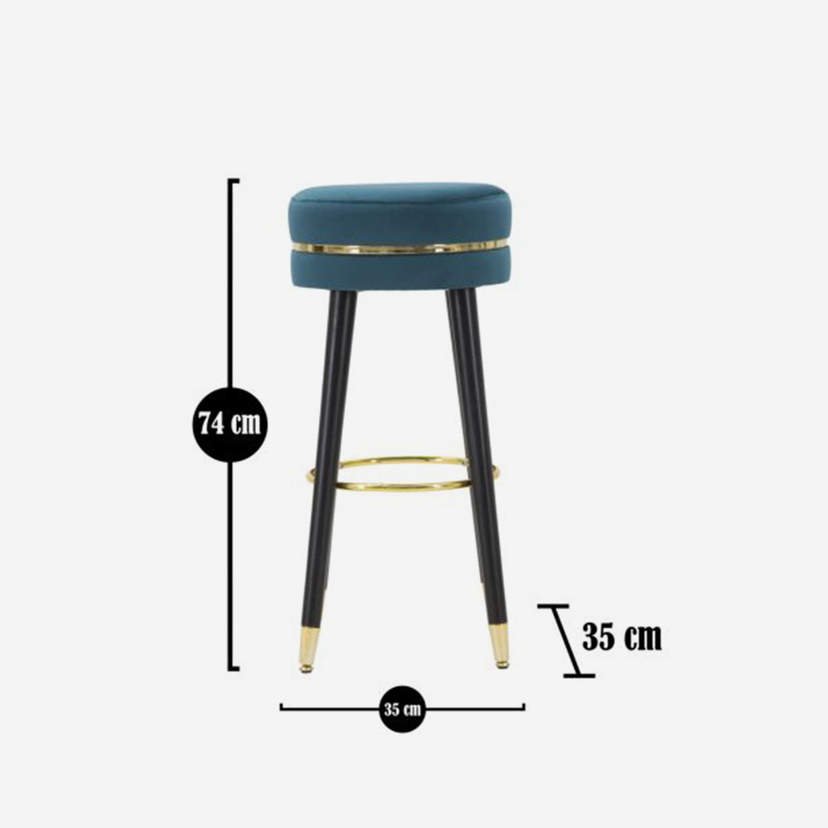 Round Velvet and Metal Upholstered Bar Stool Paris Gold — 5