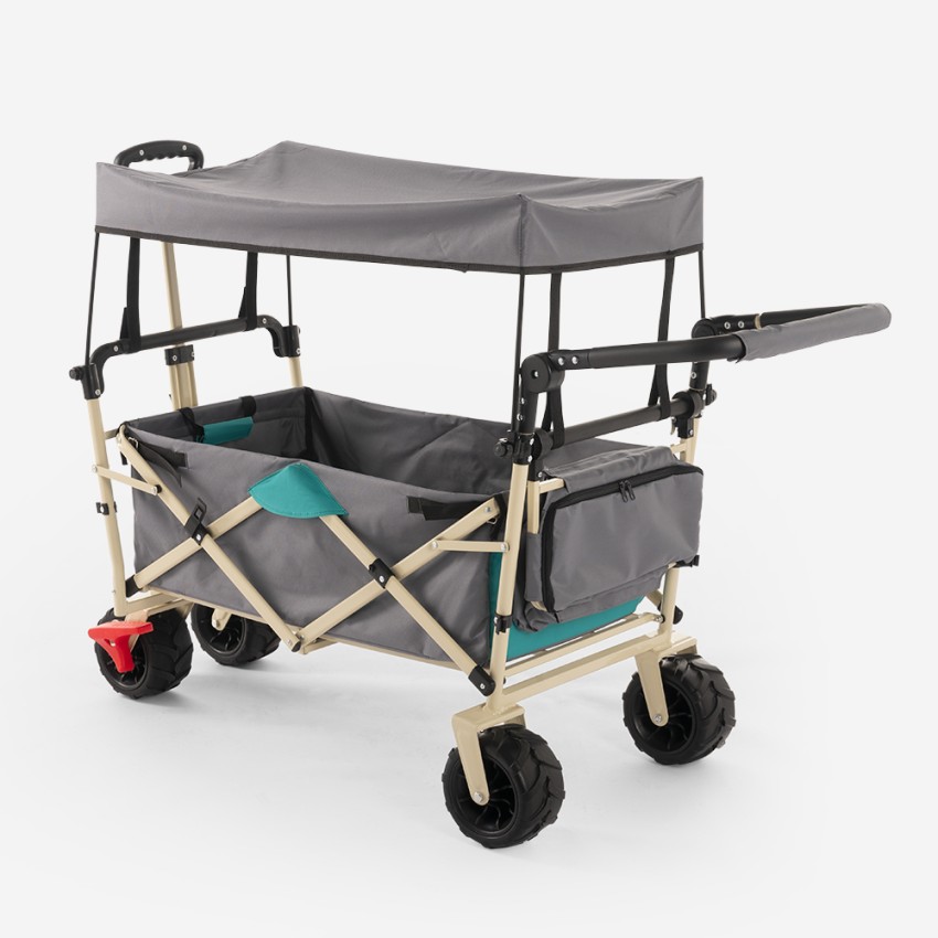 Carly Foldable Beach Trolley Cart with Canopy 4 Wheels 100kg — 4
