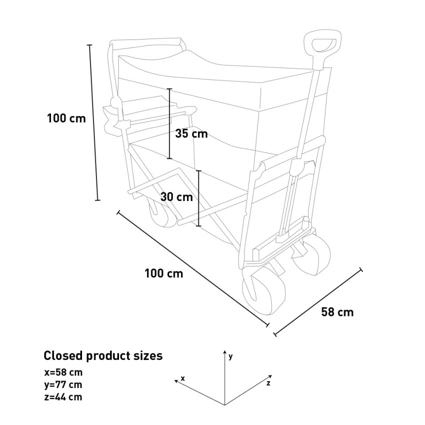 Carly Foldable Beach Trolley Cart with Canopy 4 Wheels 100kg — 11