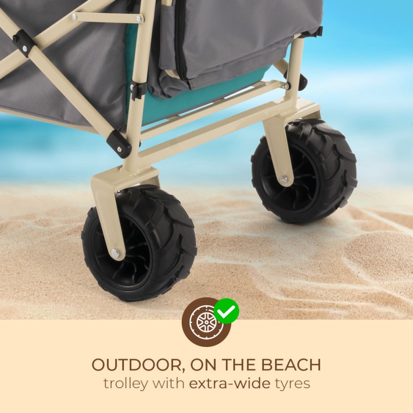 Carly Foldable Beach Trolley Cart with Canopy 4 Wheels 100kg — 6