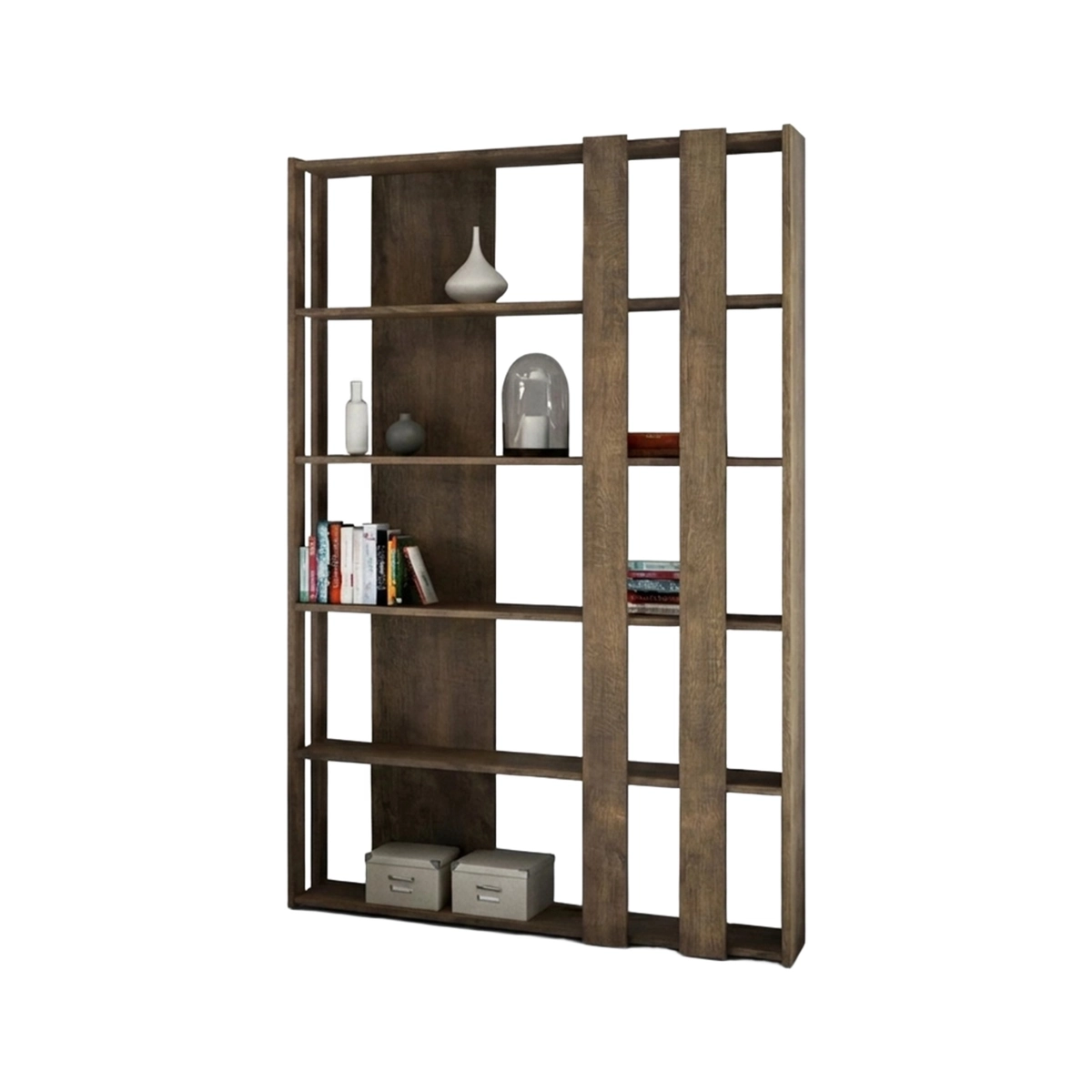 Kato B Small Wood Modern Wall Bookcase for Living Room and Office — 3