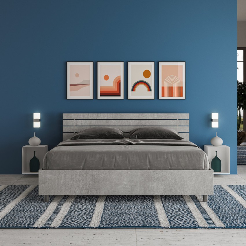 Ankel D Concrete 160x190 Double Bed with Slats in Grey — 3