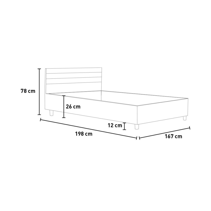 Ankel D Concrete 160x190 Double Bed with Slats in Grey — 4