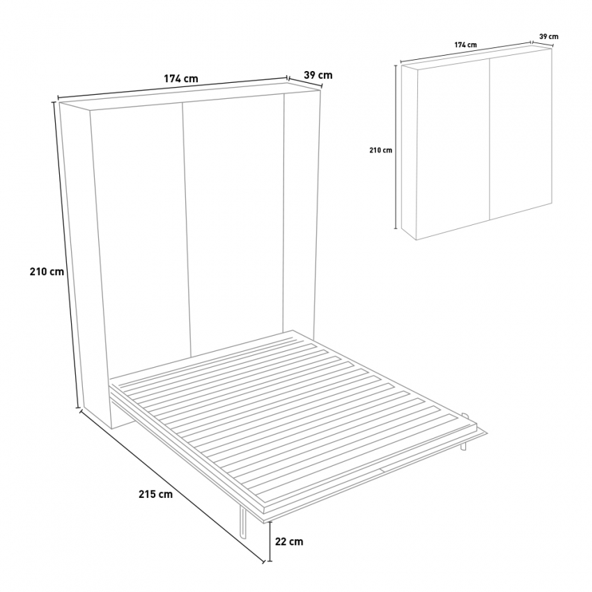 Vertical Double Murphy Bed 160x190 Kentaro Concrete Grey — 5