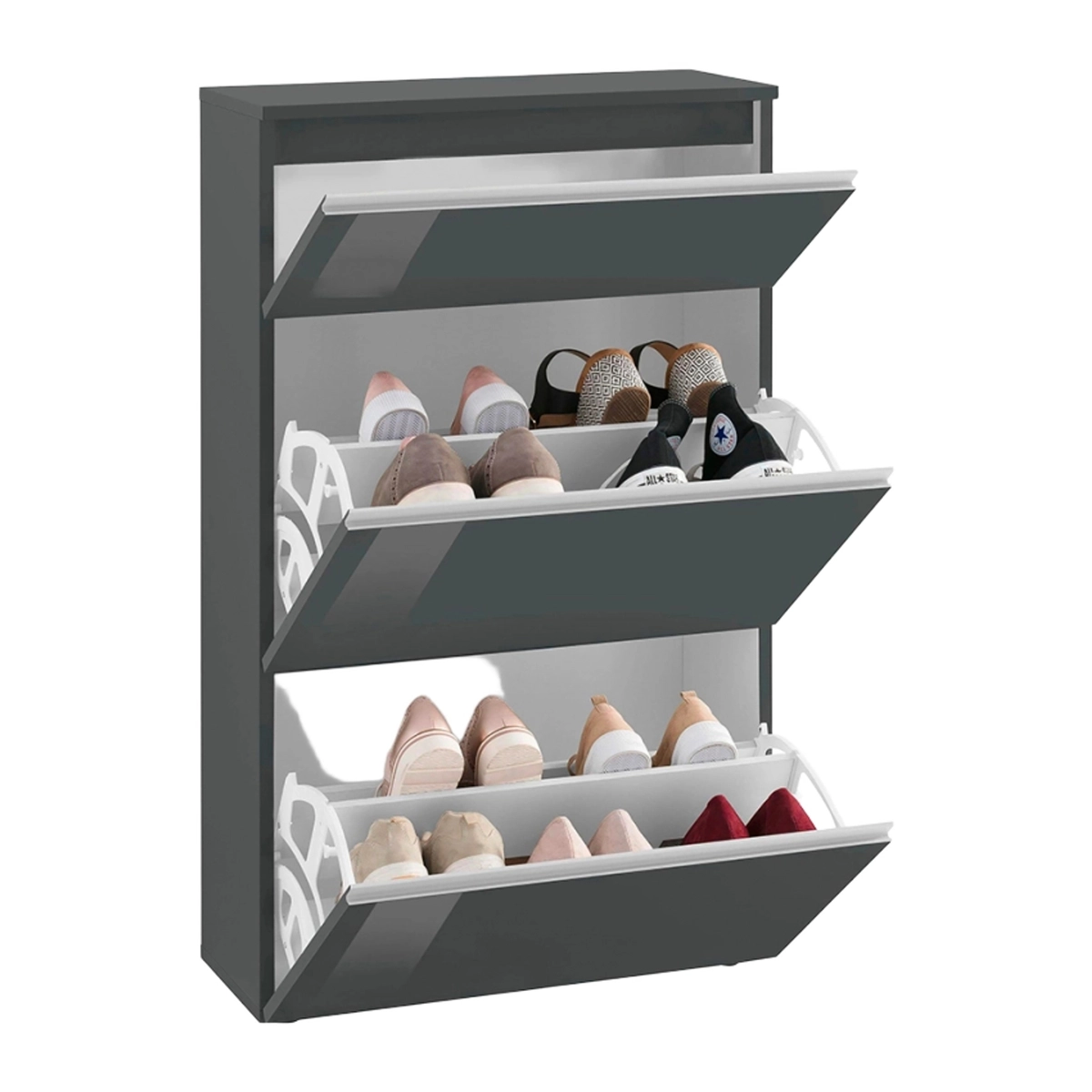 60cm Shoe Cabinet with 2 Drop-Down Doors for 12 Pairs of Shoes Magic Bata Ardesia — 4
