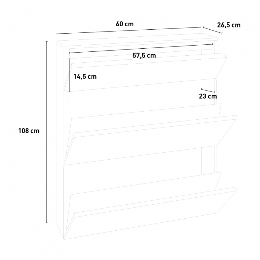 60cm Shoe Cabinet with 2 Drop-Down Doors for 12 Pairs of Shoes Magic Bata Ardesia — 6
