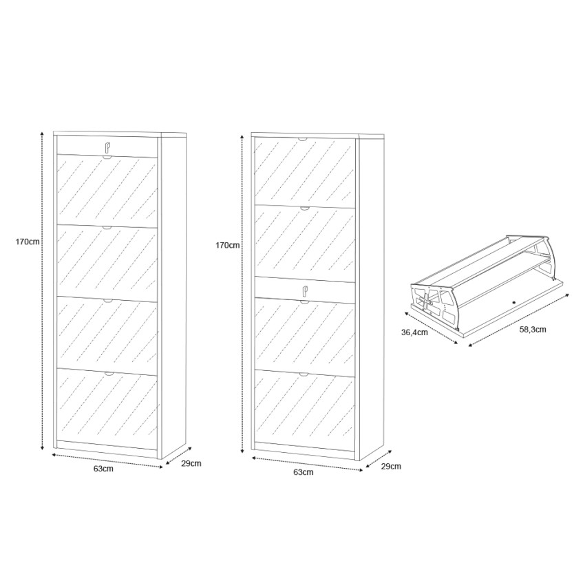 Shoe Cabinet 4 Mirrored Doors and Drawer 20 Pairs Belty Sarmog — 4